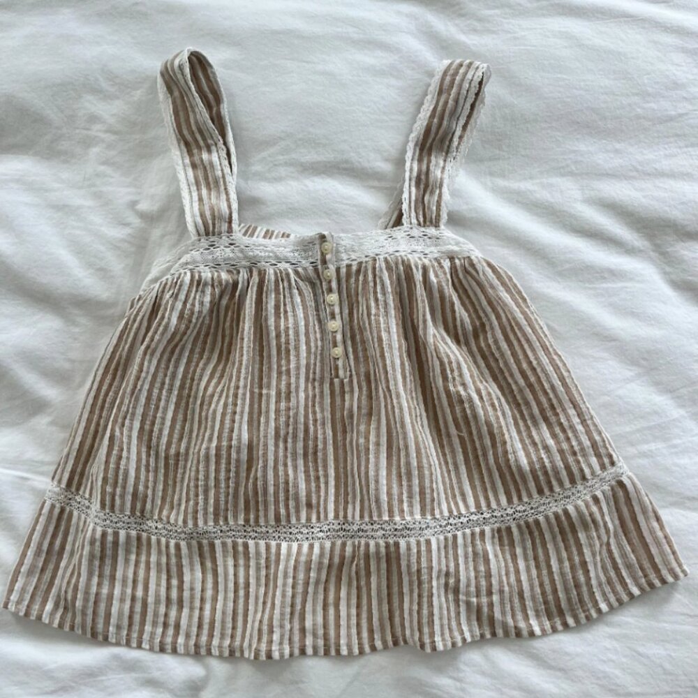 American Eagle Outfitters Striped Tan and White Tank Top